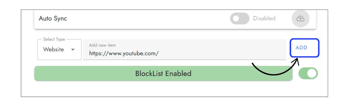 Step 3 – Click on the "blacklist" section and add the YouTube link.