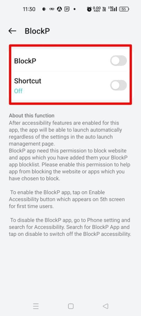 on blockP